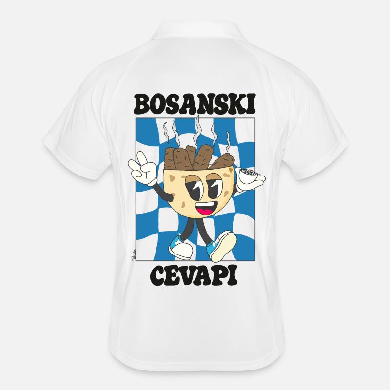 Cevapi Bosnisches Cartoon Blaues Maskottchen Männer Polo atmungsaktiv