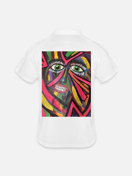 Luminous Portrait Mosaic - Men's Polo breathable - white/navy - Back