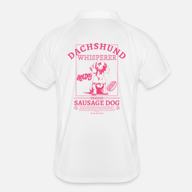 Dachshund_Whisperer_backprint_pink Männer Polo atmungsaktiv