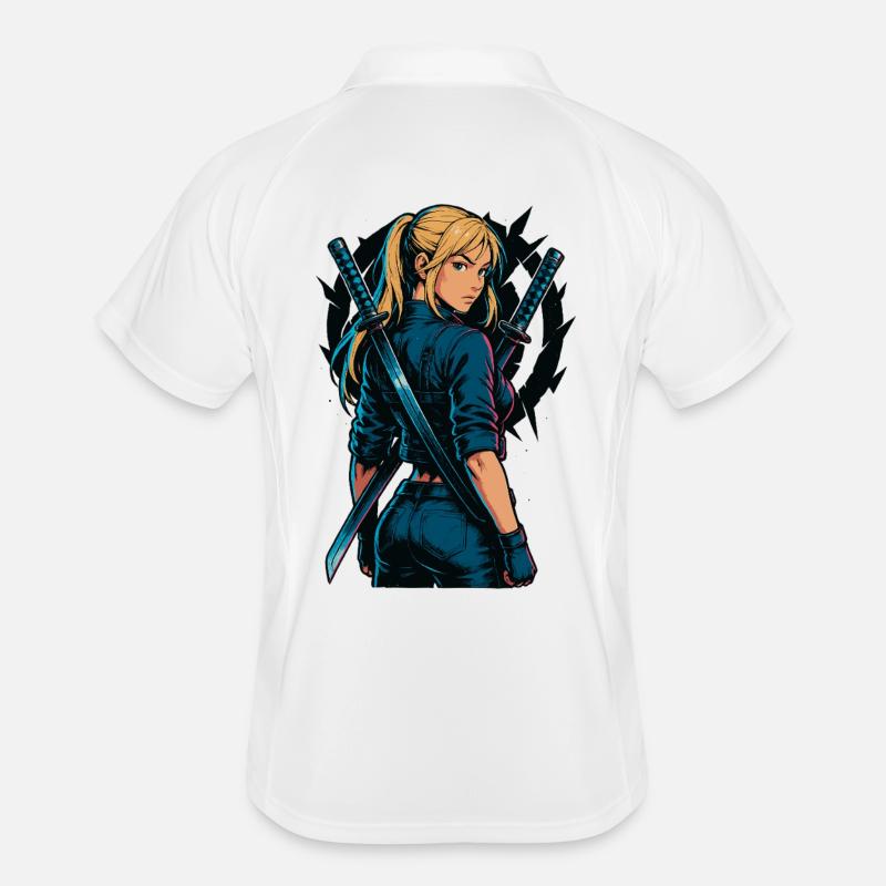 Le motif du samouraï combattant Zweikatana Polo respirant Homme