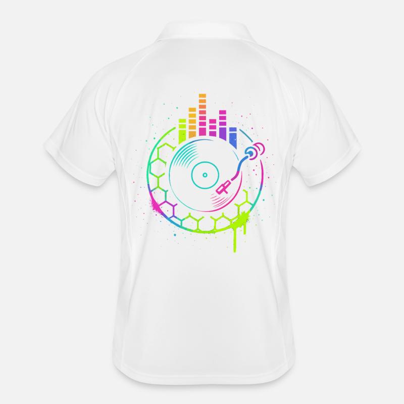 Musica Vinile Giradischi DJ Equalizzatore Retrò - Polo traspirante per uomo - bianco/navy