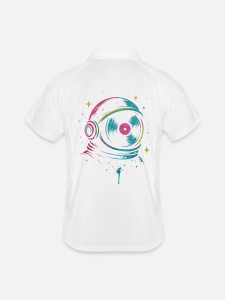 Space Vinyl Astronaut, son Cosmic DJ - Polo respirant Homme - blanc/marine - Dos