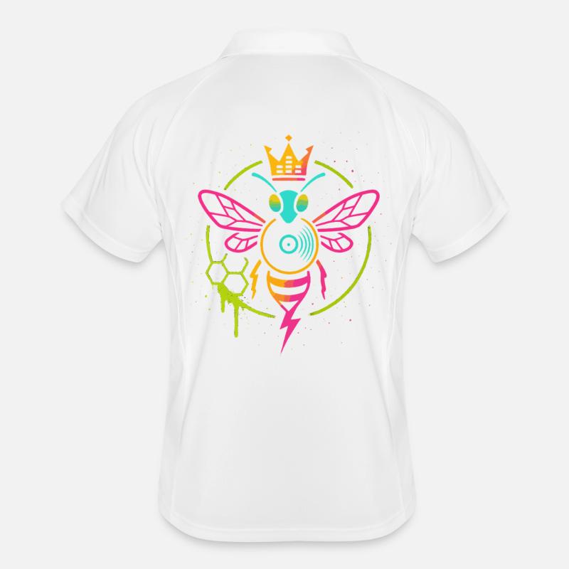 Neon Queen Bee, Electro Hive Beats - Männer Polo atmungsaktiv - Weiß/Navy