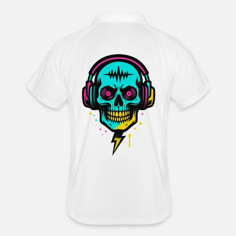 Neon Skull Kopfhörer, Dark Rave Beats Männer Polo atmungsaktiv
