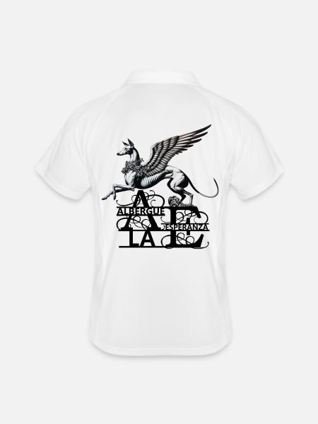 Albergue la Esperanza Nr2 - Männer Polo atmungsaktiv - Weiß/Navy - Hinten