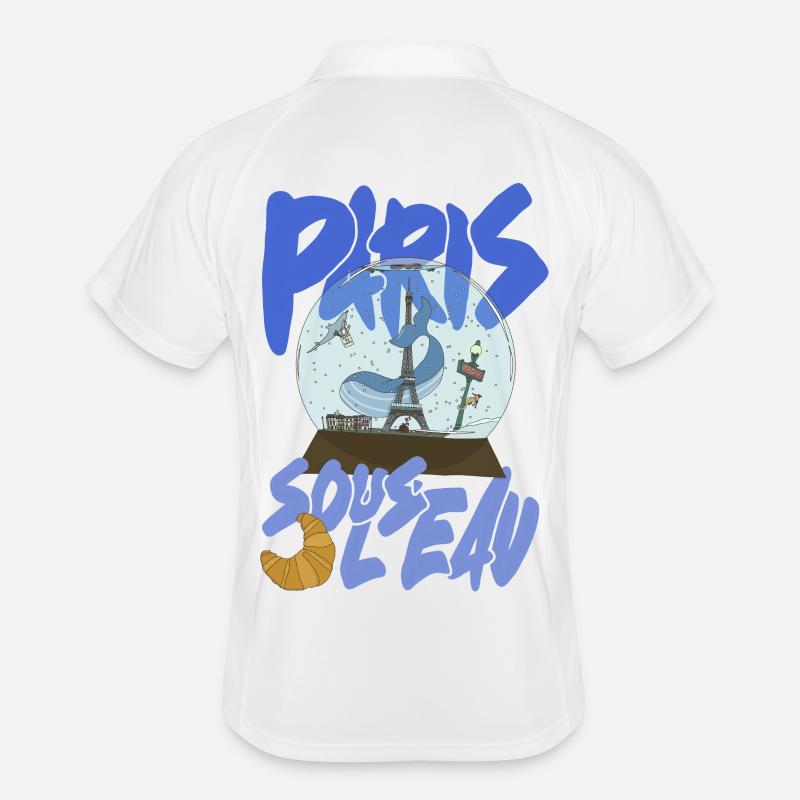 Paris Snowglobe Blue - Eiffel icon - Men's Polo breathable - white/navy
