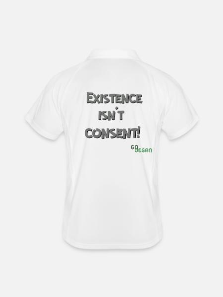 Existence Isn’t Consent - GoVegan - Männer Polo atmungsaktiv - Weiß/Navy - Hinten