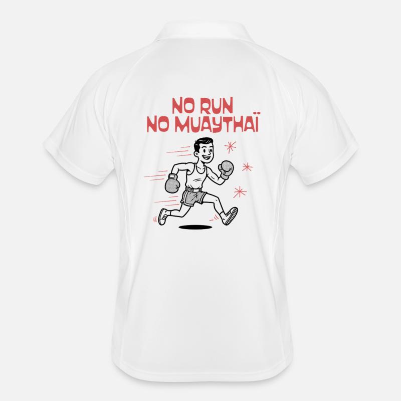 NO RUN NO MUAYTHAI - Männer Polo atmungsaktiv - Weiß/Navy