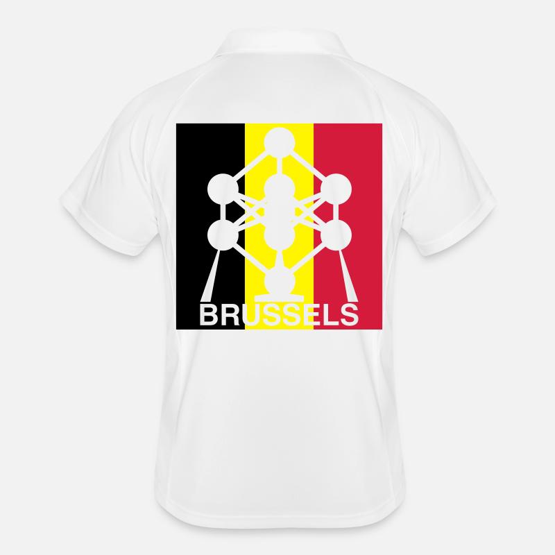 Brussels Atomium – Icône du Carré du Drapeau belge Polo respirant Homme