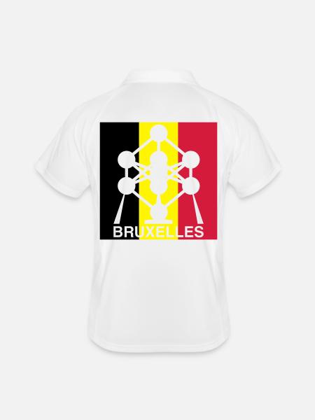 Atomium Brussels – Belgian Flag Square Design - Men's Polo breathable - white/navy - Back