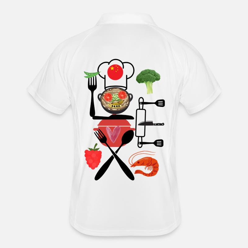 China Kitchen Collage - Männer Polo atmungsaktiv - Weiß/Navy