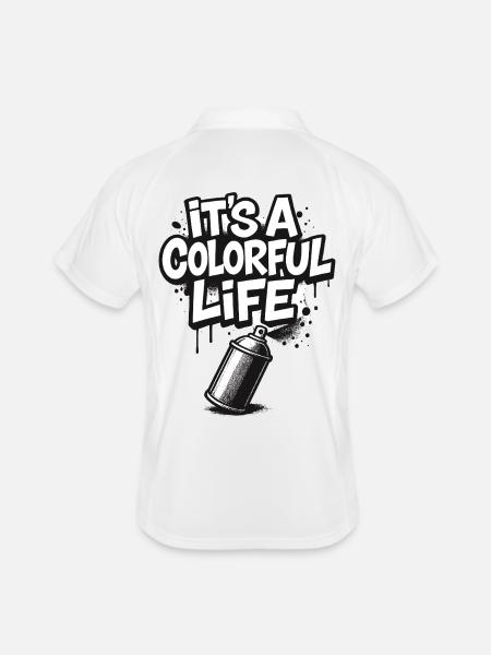 C’est un graffiti de vie coloré - Polo respirant Homme - blanc/marine - Dos