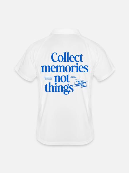 Des souvenirs au lieu des choses – Collectez des souvenirs - Polo respirant Homme - blanc/marine - Dos