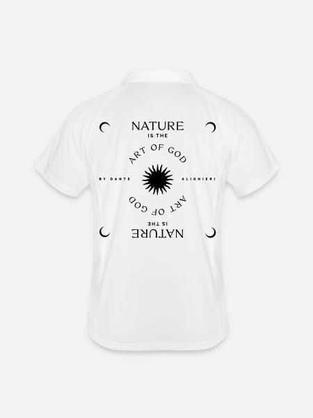 Nature is the Art of God - Männer Polo atmungsaktiv - Weiß/Navy - Hinten
