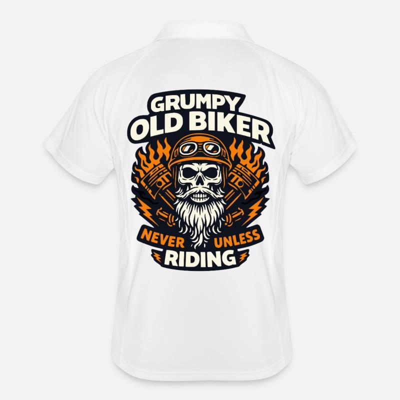 Grummeliger Alter Biker - Männer Polo atmungsaktiv - Weiß/Navy