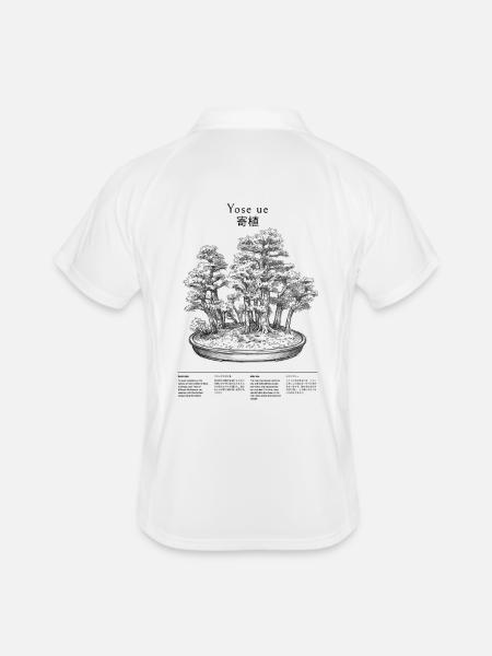 Bonsai Yose ue; drawn group planting Japan - Men's Polo breathable - white/navy - Back