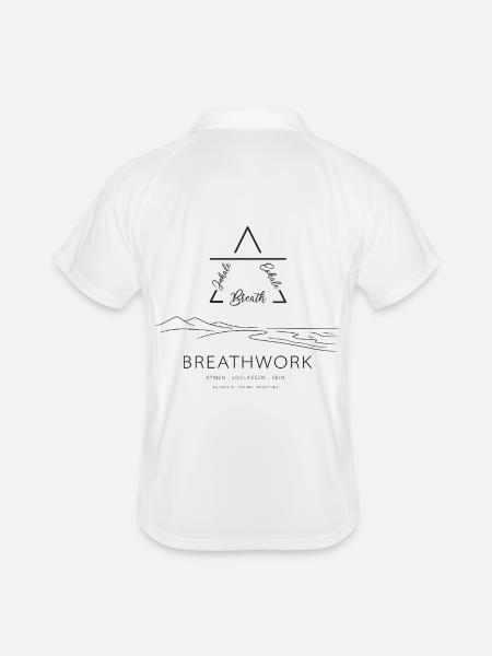 Inhale-Exhale-Breathing - Männer Polo atmungsaktiv - Weiß/Navy - Hinten