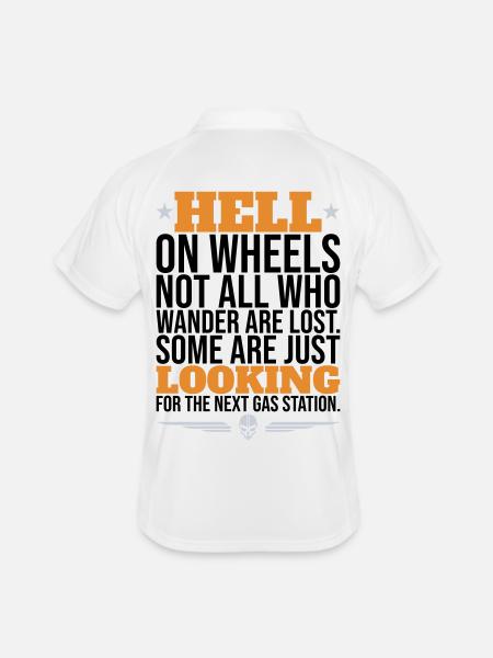 Hell On Wheels – Gas Station Biker - Men's Polo breathable - white/navy - Back