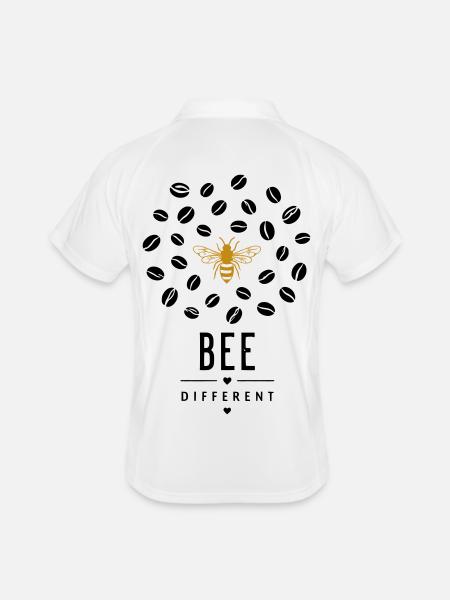 Goldene Biene auf Schwarz - Männer Polo atmungsaktiv - Weiß/Navy - Hinten