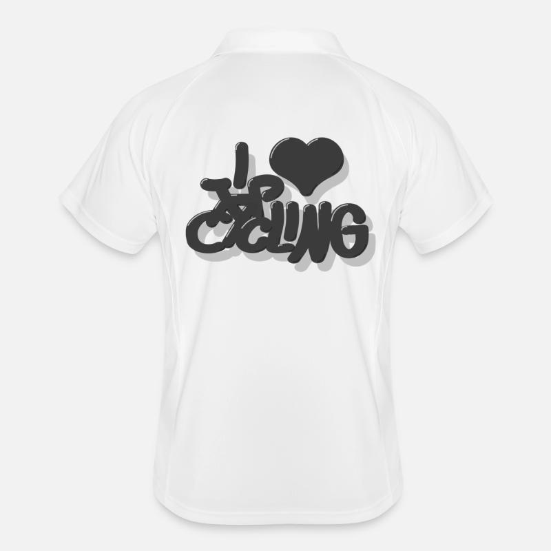 I_love_Cycling_grau - Männer Polo atmungsaktiv - Weiß/Navy