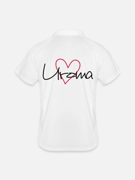 Uroma Herz Liebe werdende Oma Geschenk - Männer Polo atmungsaktiv - Weiß/Navy - Hinten