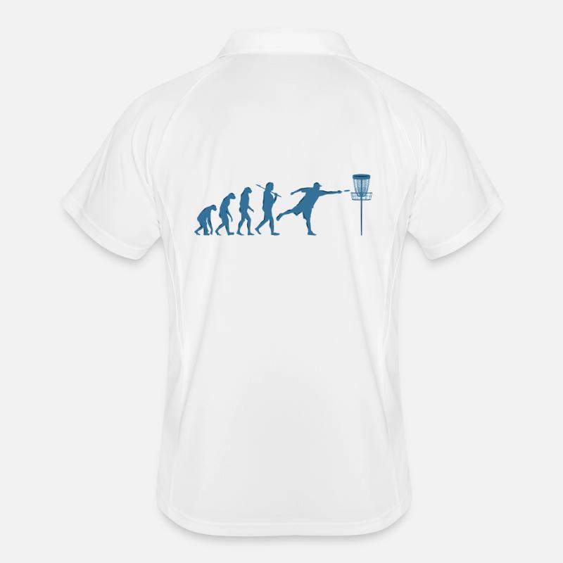 Disc Golf Evolution - Männer Polo atmungsaktiv - Weiß/Navy