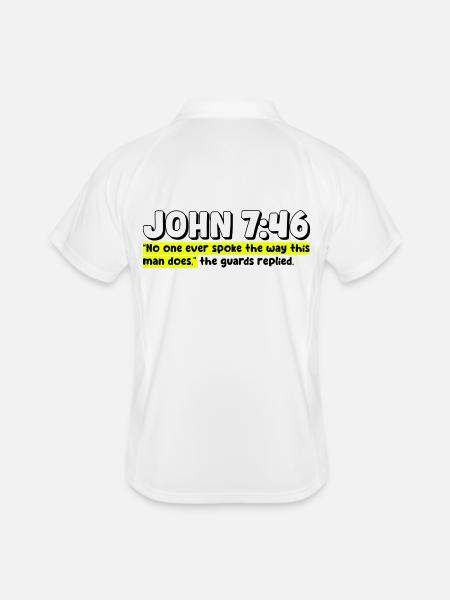 John 7:46 | Bible Quote - Men's Polo breathable - white/navy - Back
