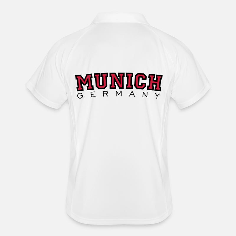 München Munich Germany (Schwarz/Rot) - Männer Polo atmungsaktiv - Weiß/Navy
