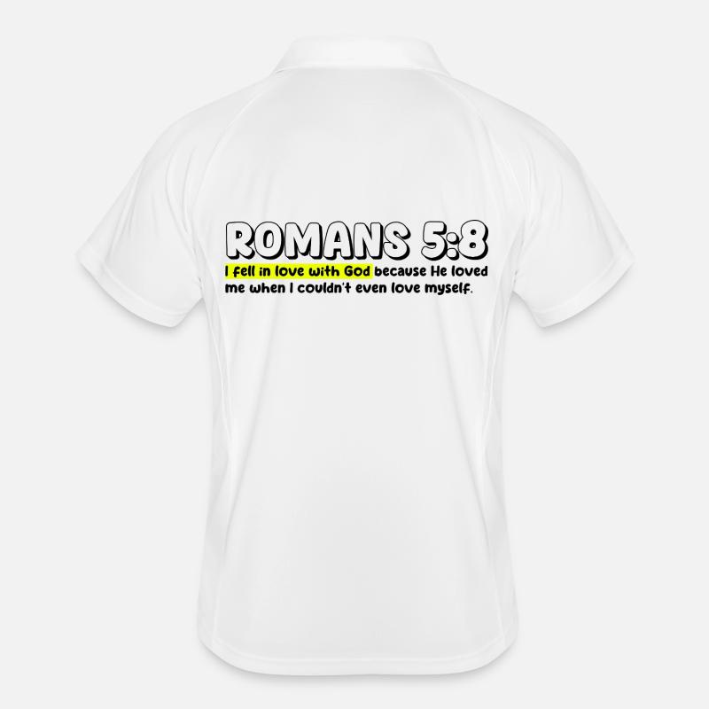 Romains 5:8 | Citation de la Bible Polo respirant Homme