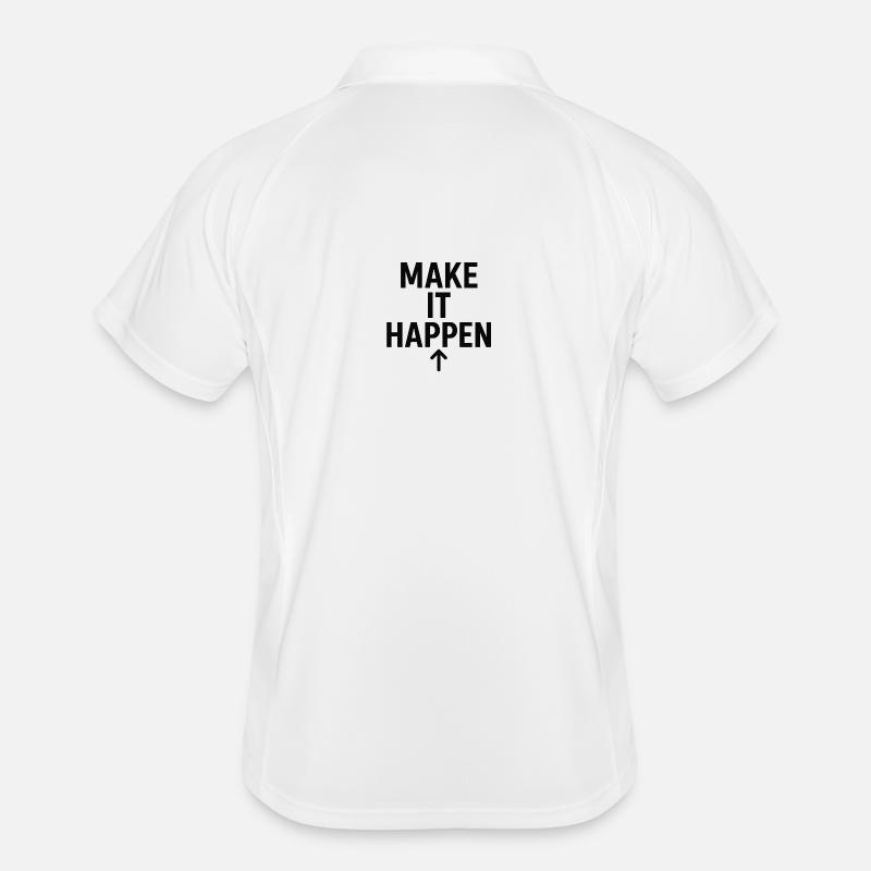 Make It Happen Pfeil Aufwärts - Männer Polo atmungsaktiv - Weiß/Navy