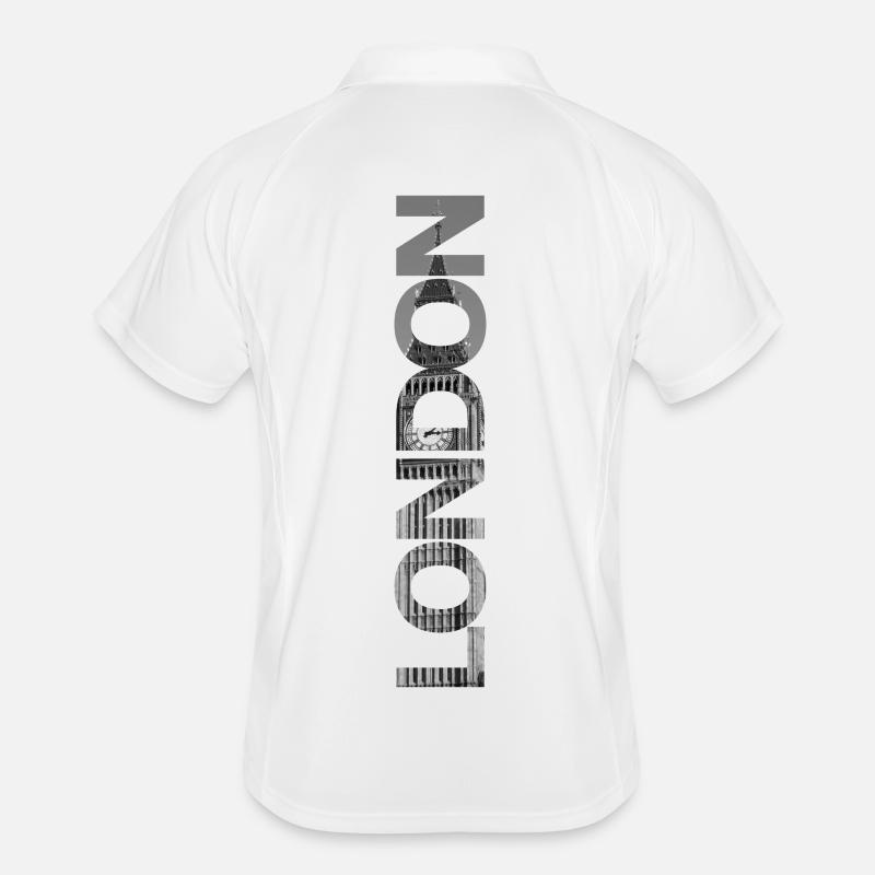 London Big Ben - Geschenk - Männer Polo atmungsaktiv - Weiß/Navy