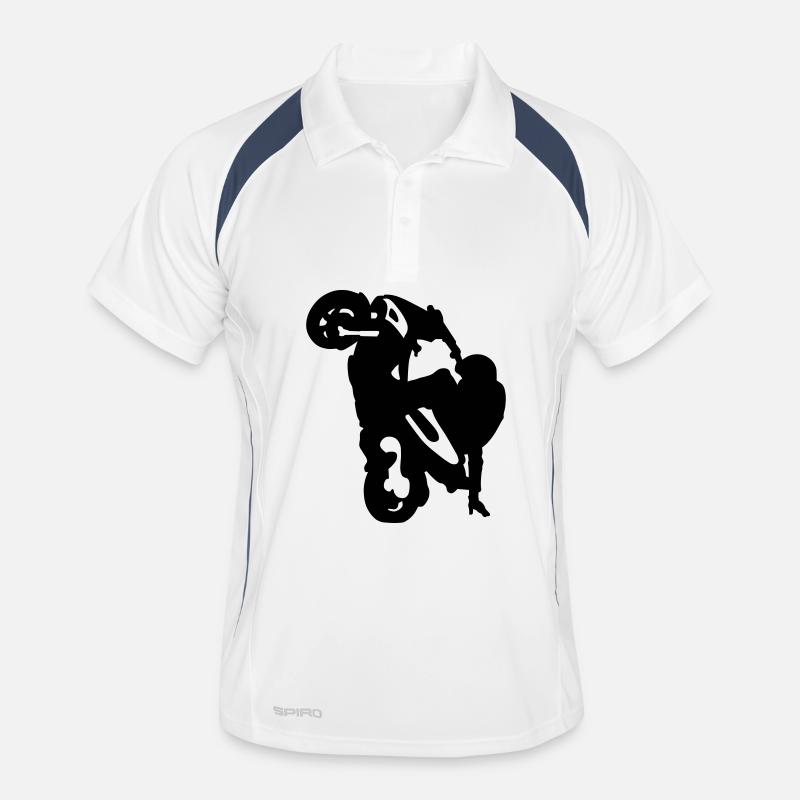 stunt roller - Männer Polo atmungsaktiv - Weiß/Navy