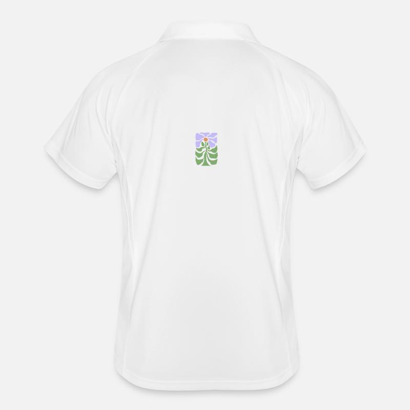 Blumengrafik - Männer Polo atmungsaktiv - Weiß/Navy