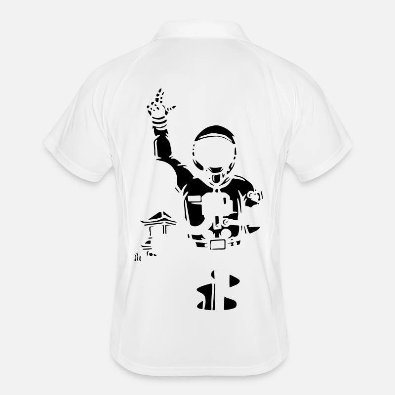 Astronaut - Männer Polo atmungsaktiv - Weiß/Navy