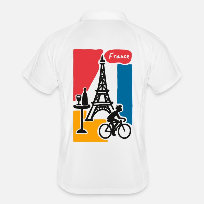 France Graphic: Eiffel Tower and Bicycle Men's Polo breathable