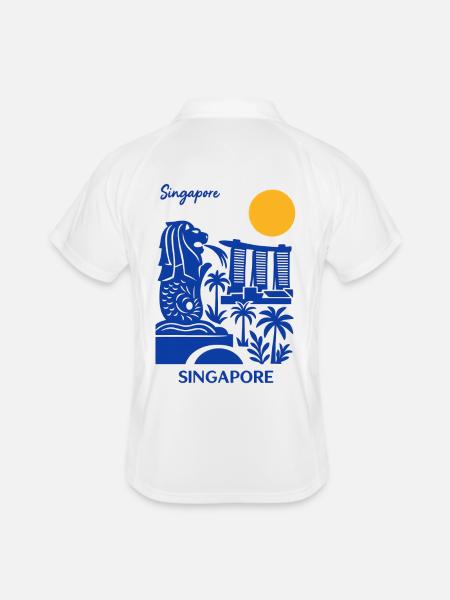 Blue Merlion Skyline Singapour - Polo respirant Homme - blanc/marine - Dos