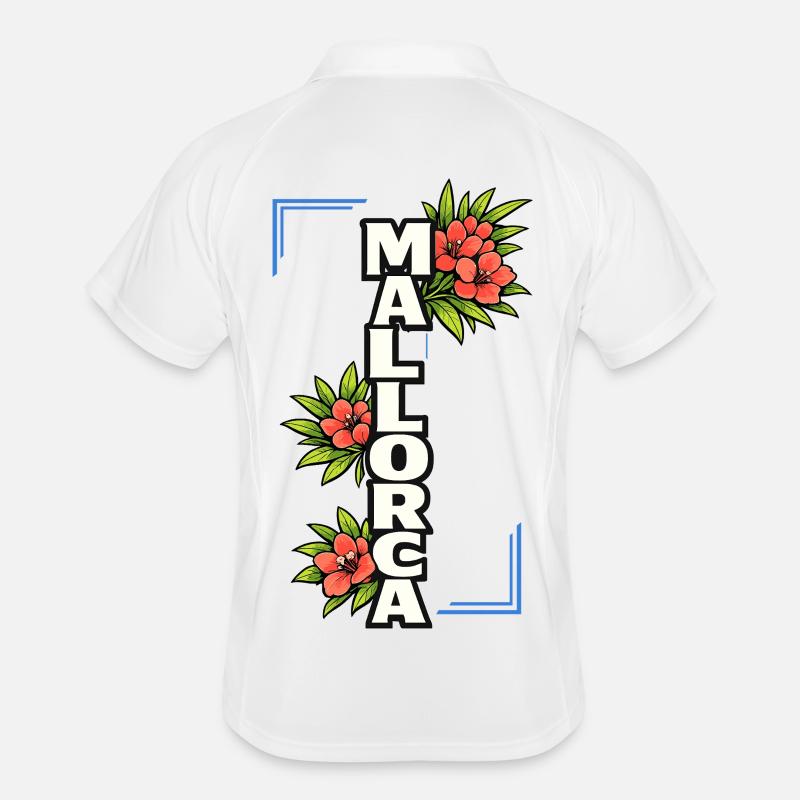 Mallorca Schriftzug mit Blumen und Sommerfeeling Männer Polo atmungsaktiv