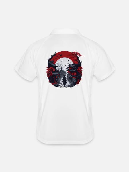 Asian village - Men's Polo breathable - white/navy