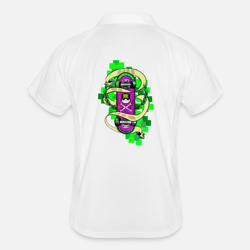 Neon Skull Skateboard Graffiti Men's Polo breathable