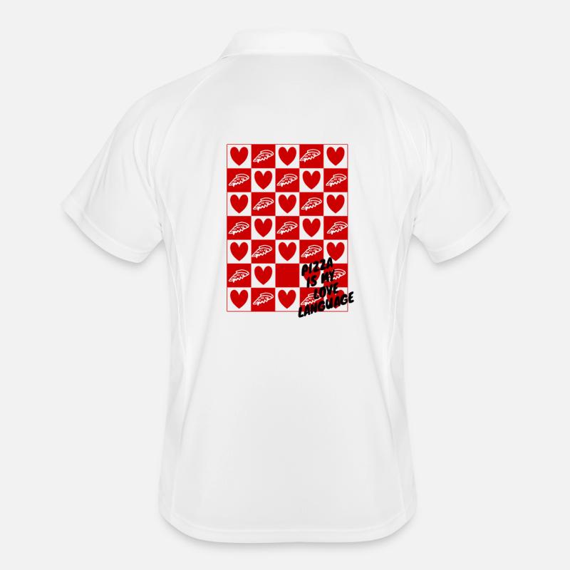 Checkerboard Hearts and Pizza Men's Polo breathable