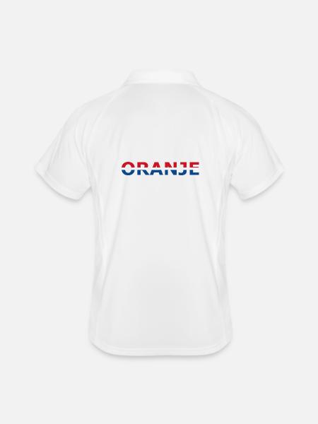 Orange in red, white, blue - Men's Polo breathable - white/navy - Back