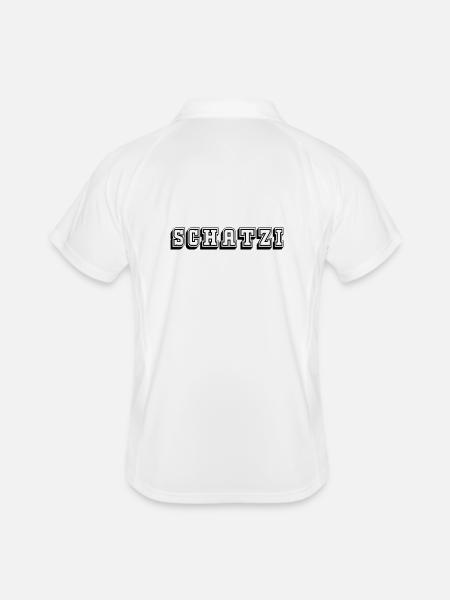Schatzi Tshirt black - Männer Polo atmungsaktiv - Weiß/Navy - Hinten