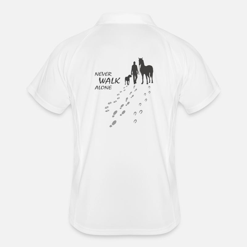 Never walk alone - Hund Pferd Reiter, Backprint Männer Polo atmungsaktiv