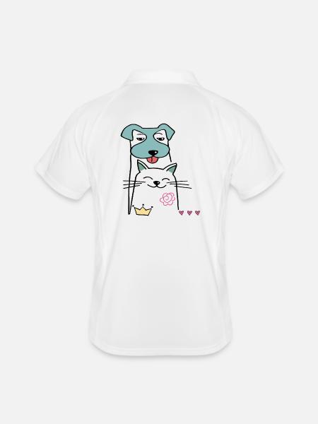 Chien et chat - Polo respirant Homme - blanc/marine - Dos