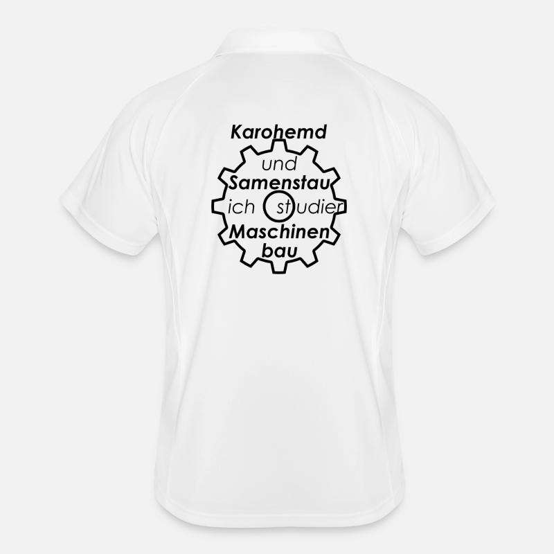 Unispruch "Karohemd und Samenstau" Studenten - Männer Polo atmungsaktiv - Weiß/Navy
