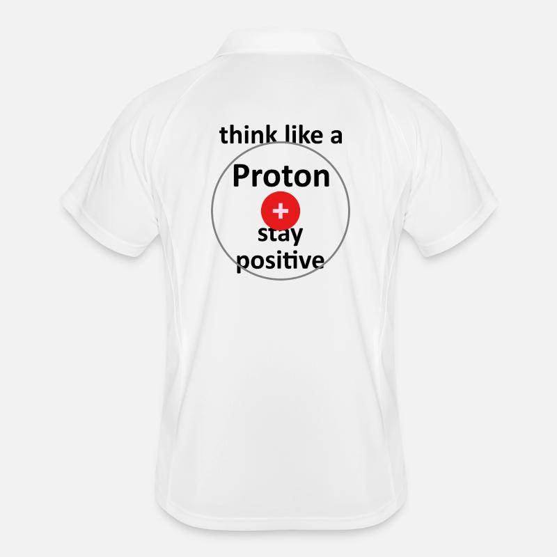 Unispruch "like a proton" Geschenk, Studenten - Männer Polo atmungsaktiv - Weiß/Navy