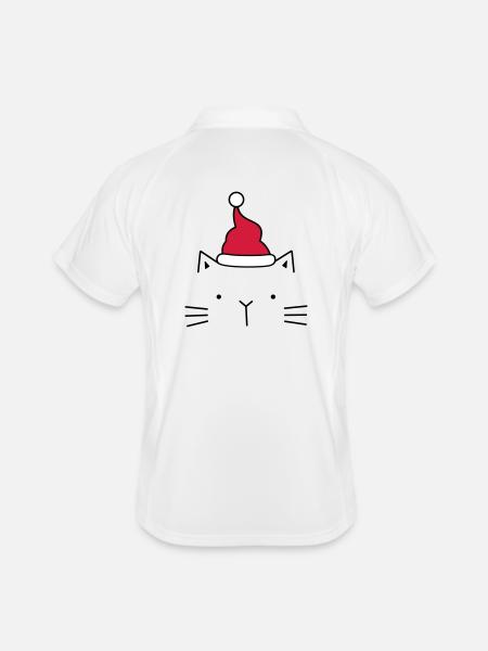 Chat noël chapeau noël noël - Polo respirant Homme - blanc/marine - Dos