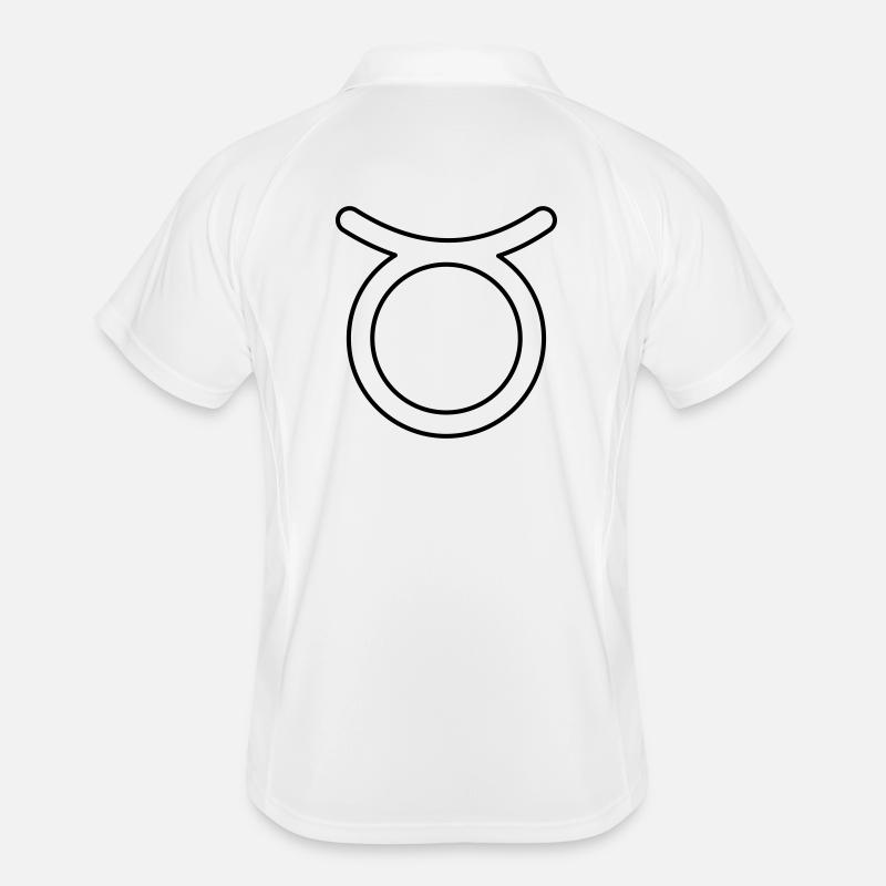 Stier Sternzeichen Sternbild Tierkreiszeichen - Männer Polo atmungsaktiv - Weiß/Navy