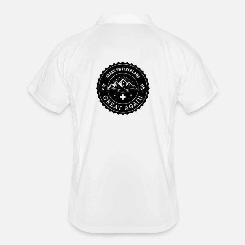 MAKE SWITZERLAND GREAT AGAIN Emblem - Männer Polo atmungsaktiv - Weiß/Navy