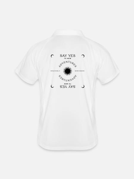 Say Yes to new Adventures - Männer Polo atmungsaktiv - Weiß/Navy - Hinten